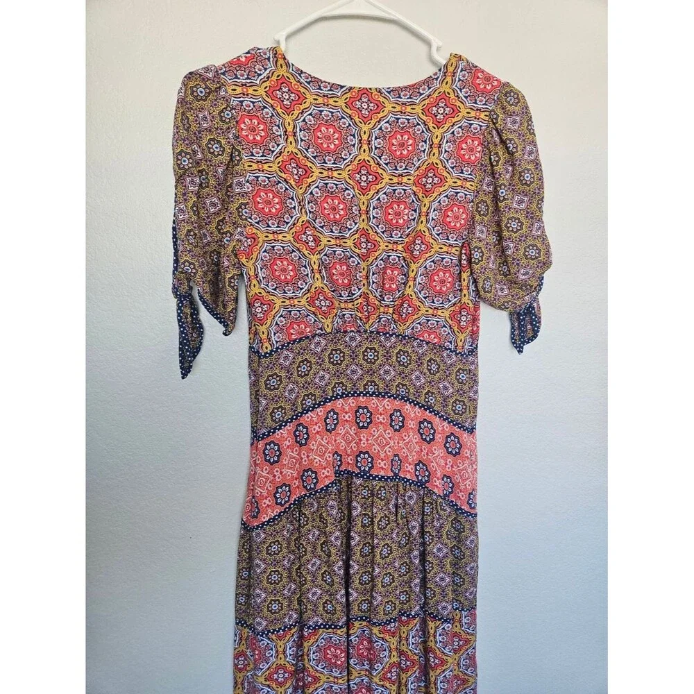 Maeve Anthropologie | Eder Tiered Maxi Dress Multi Floral Colorful Boho Women 0